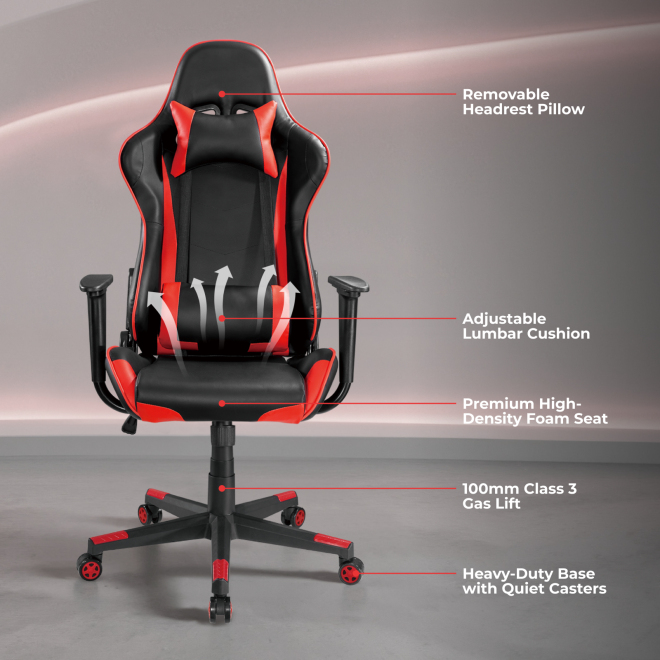 PU Leather Gaming Chairs with Headrest and Lumbar Support CH06-12 Design for gaming/relaxing/napping from china(chinese)