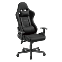 Upholstered Fabric Gaming Chair with Headrest and Lumbar Support