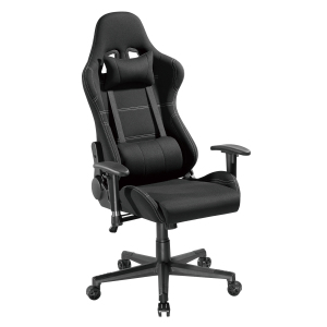 Upholstered Fabric Gaming Chair with Headrest and Lumbar Support