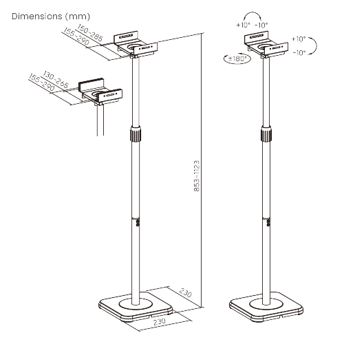 Universal Height Adjustable Speaker Floor Stand Pair  BS-75  from china(chinese)