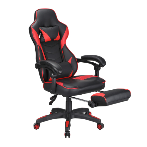 PU Leather Gaming Chair with Retractable Footrest, Headrest and Lumbar Support CH06-5 An Ideal Seat of Choice for Working, Studying and Gaming from china(chinese)