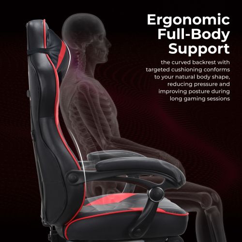 PU Leather Gaming Chair with Retractable Footrest, Headrest and Lumbar Support CH06-5 An Ideal Seat of Choice for Working, Studying and Gaming from china(chinese)