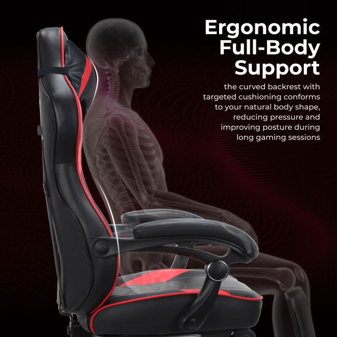 PU Leather Gaming Chair with Retractable Footrest, Headrest and Lumbar Support CH06-5 An Ideal Seat of Choice for Working, Studying and Gaming from china(chinese)