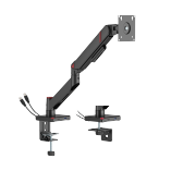 GeometricBlok Single-Screen Mechanical Spring Monitor Arm with 3.0 USB-A & USB-C Ports