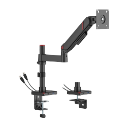 GeometricBlok Pole-Mounted Single-Screen Mechanical Spring Monitor Arm with 3.0 USB-A & USB-C Ports