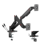 GeometricBlok Dual-Screen Gas Spring Monitor Arm with 3.0 USB-A & USB-C Ports