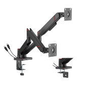 GeometricBlok Dual-Screen Gas Spring Monitor Arm with 3.0 USB-A & USB-C Ports