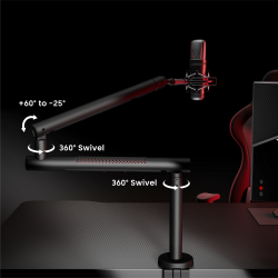 Aluminum Low Profile Microphone Boom Arm (with Extension Riser)