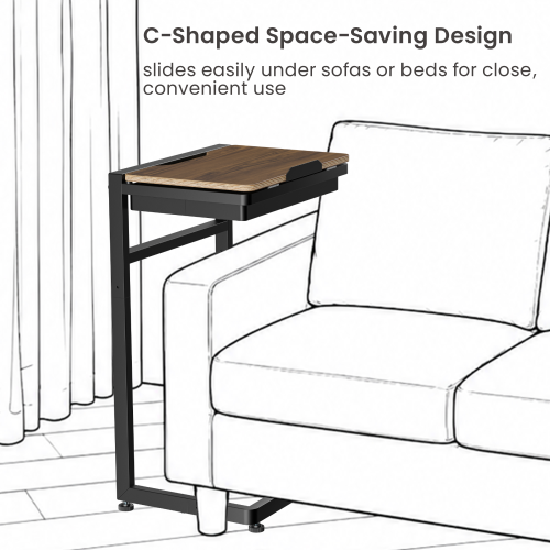 Tiltable C-Shaped Side Table with Storage Box TS11-01 Work, Relax, Store — All in One Smart Side Table from china(chinese)