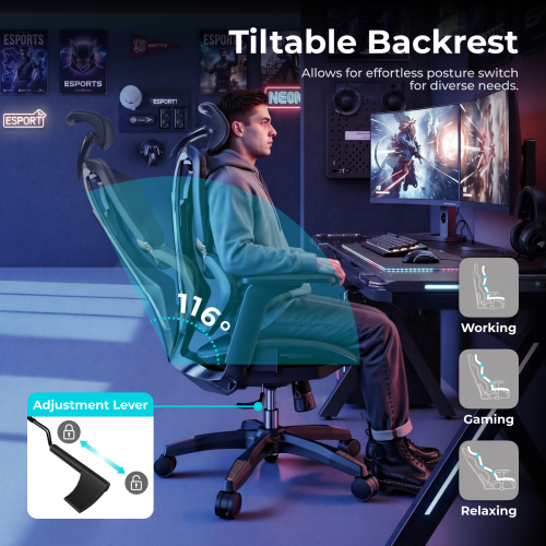 Comfy Mesh Gaming Chair with 4D Armrests CH09-8 Great Ventilation for Comfort. from china(chinese)