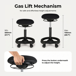 Ergonomic Height-Adjustable Mobile Wobble Stool