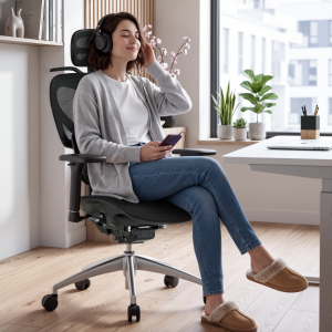 Ergonomic Office Chair with Adjustable Headrest, Backrest, Lumbar Support, Seat Depth & 4D Armrests
