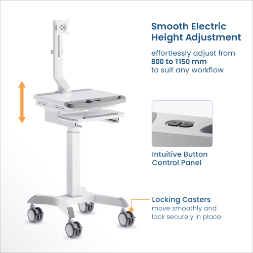 Electric Height-Adjustable Medical Cart with Monitor Mount MED14-1 Efficient Care, Always Within Reach from china(chinese)