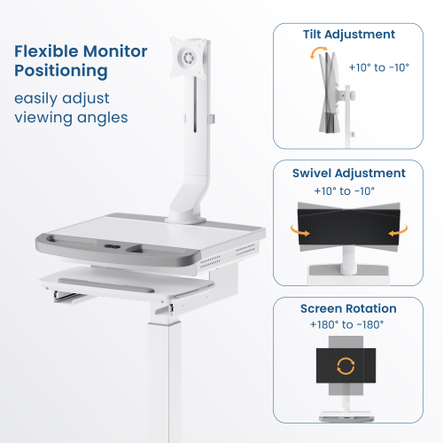 Electric Height-Adjustable Medical Cart with Monitor Mount MED14-1 Efficient Care, Always Within Reach from china(chinese)