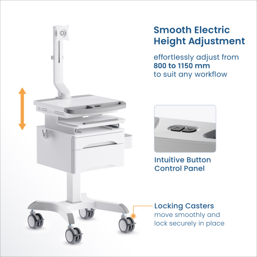 ectric Height-Adjustable Medical Cart with Monitor Mount & Drawers MED14-2 Efficient Care, Always Within Reach from china(chinese)