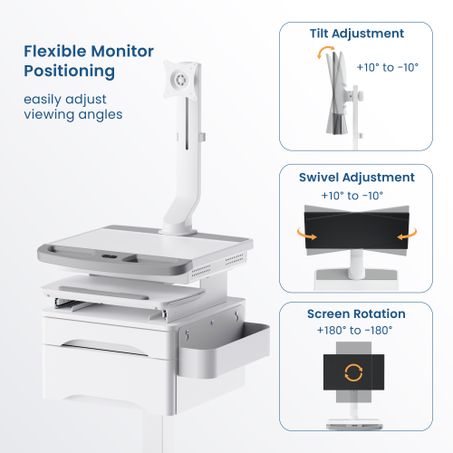ectric Height-Adjustable Medical Cart with Monitor Mount & Drawers MED14-2 Efficient Care, Always Within Reach from china(chinese)