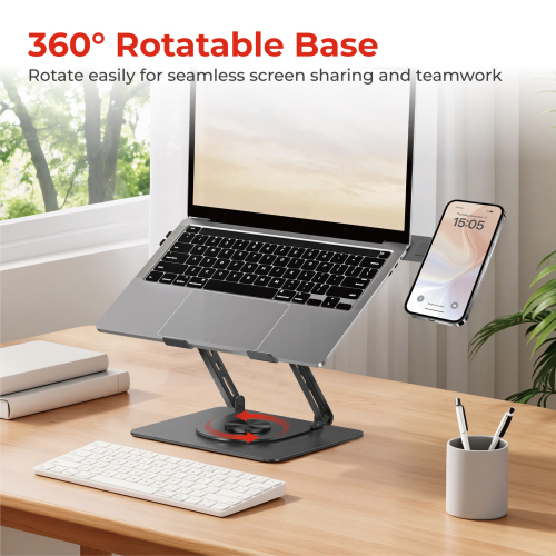  360° Rotating Foldable Stepless Adjustable Laptop Riser with Magnetic Phone Stand LPS01-14  For most 11”-17” laptops, tablets and more from china(chinese)