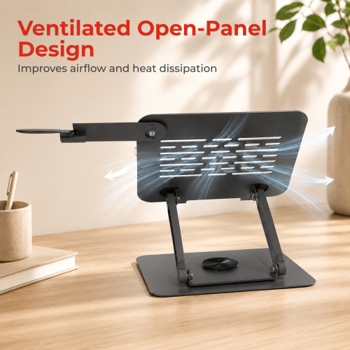  360° Rotating Foldable Stepless Adjustable Laptop Riser with Magnetic Phone Stand LPS01-14  For most 11”-17” laptops, tablets and more from china(chinese)