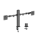 Dual-Screen Vertical Lift Monitor Mount with US Standard Power Strip