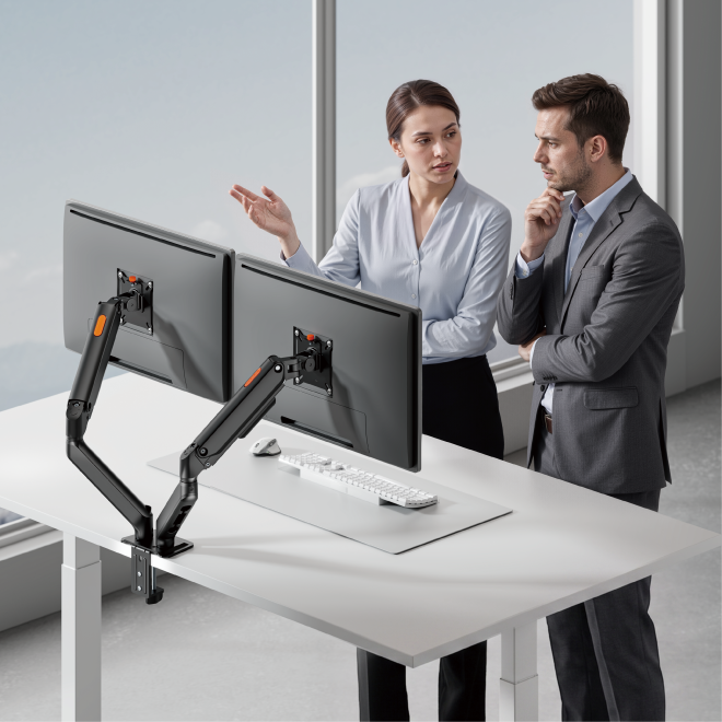 Flow Core Mechanical Dual-Screen Spring Monitor Arm BT-MMA-B2 Designed to Impress, Built to Perform. from china(chinese)