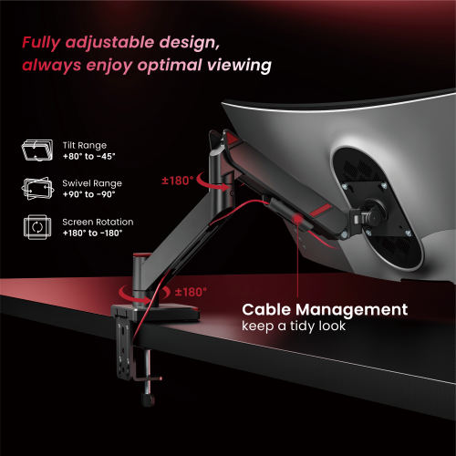  GeometricBlok Single-Screen Mechanical Spring Monitor Arm LDT126-C012E Gaming-Inspired Aesthetics with Great Value from china(chinese)