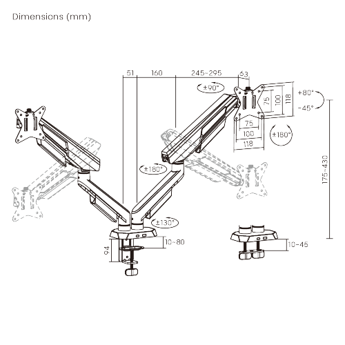 Vanguard Dual-Screen Mechanical Spring Monitor Arm LDT114-KP03 Armor up for dominance. from china(chinese)