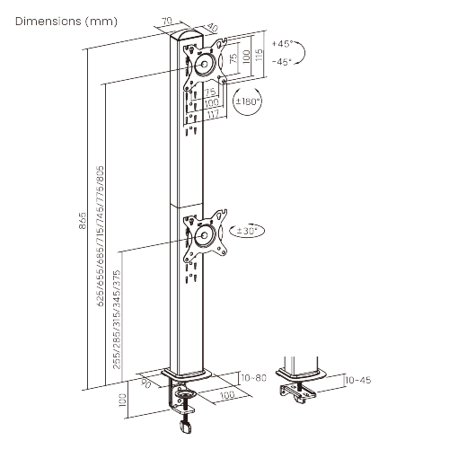 Dual-Screen Vertical Lift Monitor Mount with US Standard Power Strip LDT125N-C02V For Most 17”-34” Screens from china(chinese)