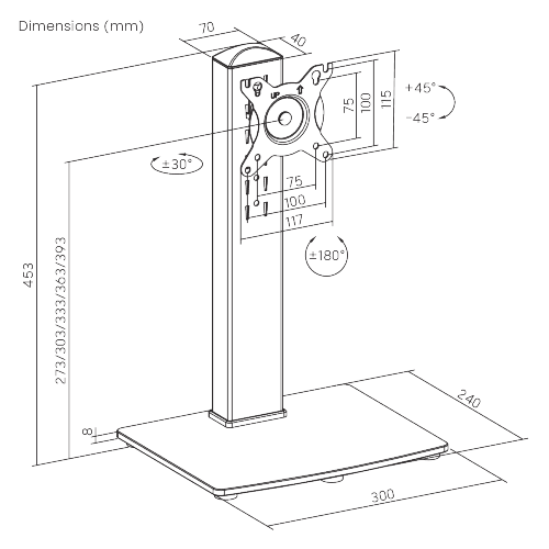Single-Screen Vertical Lift Monitor Mount with US Standard Power Strip LDT125N-T01 For Most 17”-34” Screens from china(chinese)