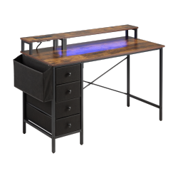 NEW ERA Fully-Equipped Gaming Desk with RGB Lighting & US Power Outlets