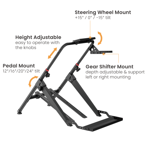 Foldable Racing Simulator Wheel Stand with Chair Fixing Slot LRS15-BS02 Compact entry -level solution for sim racing enthusiasts. from china(chinese)