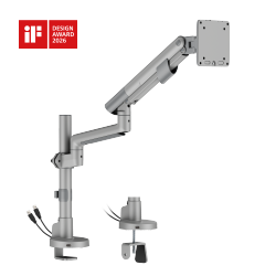 Nova Slim Pole-Mounted Mechanical Spring Monitor Arm with USB-A & USB-C Ports