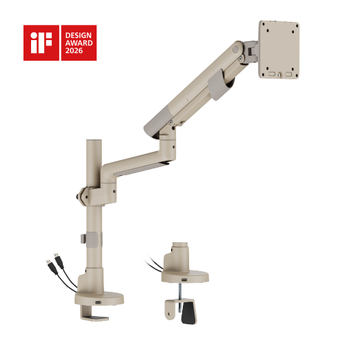 Nova Slim Pole-Mounted Mechanical Spring Monitor Arm with USB-A & USB-C Ports LDT105-C012UCP  Slim, Sleek, Smooth from china(chinese)