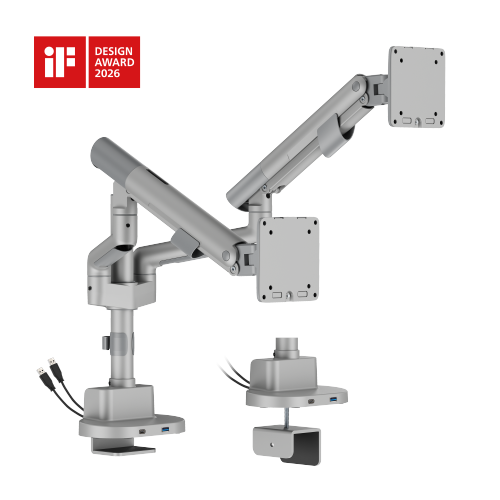 Nova Slim Pole-Mounted Mechanical Spring Dual Monitor Arm with USB-A & USB-C Ports LDT105-C024UCP Slim, Sleek, Smooth from china(chinese)