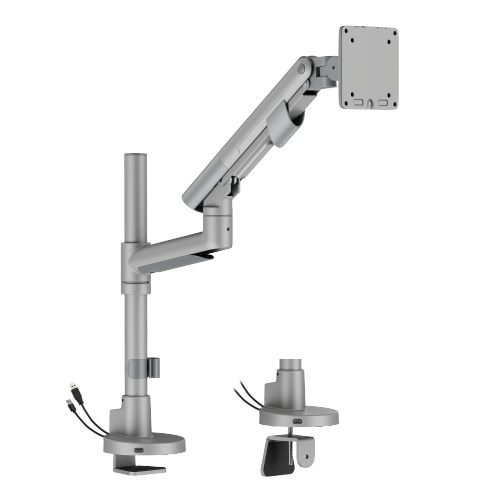 SlimBrace Heavy-Duty Pole-Mounted Gas Spring Monitor Arm with USB-A & USB-C Ports LDT102-C012UCP Balances elegance and strength. from china(chinese)