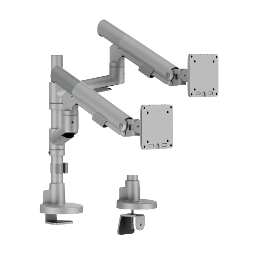 SlimBrace Dual-Screen Heavy-Duty Pole-Mounted Gas Spring Monitor Arm LDT102-C024P Balances elegance and strength. from china(chinese)