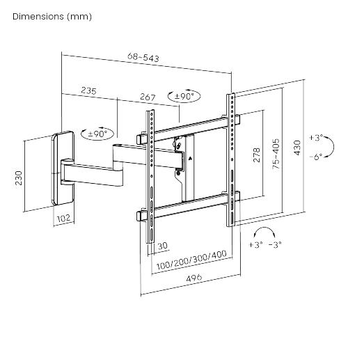 AluFlex Full-Motion TV Wall Mount LPA90-442 Engineered for Smooth Motion and Precise Control from china(chinese)