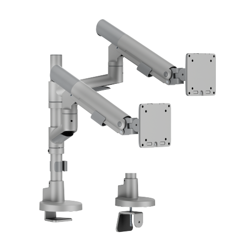 SlimBrace Dual-Screen Heavy-Duty Pole-Mounted Gas Spring Monitor Arm LDT102-C024P Balances elegance and strength. from china(chinese)