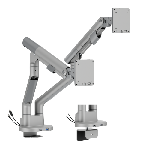 SlimBrace Dual-Screen Heavy-Duty Gas Spring Monitor Arm with USB-A & USB-C Ports LDT102-C024UC Balances elegance and strength. from china(chinese)