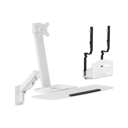 Single-Screen Floating Gas Spring Wall-Mounted Sit-Stand Workstation with CPU Holder DWS39-W01 Adjust with Ease, Work with Comfort. from china(chinese)