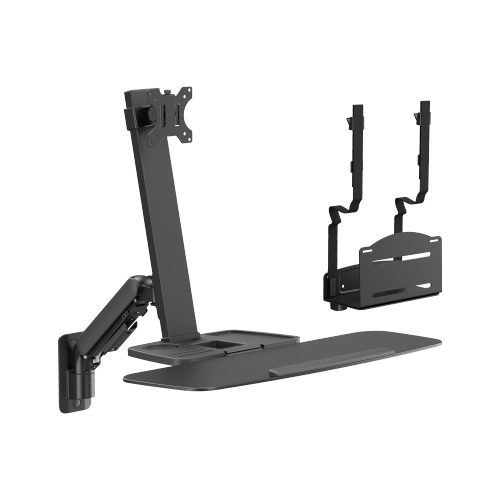 Single-Screen Floating Gas Spring Wall-Mounted Sit-Stand Workstation with CPU Holder DWS39-W01 Adjust with Ease, Work with Comfort. from china(chinese)