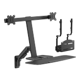 Dual-Screen Floating Gas Spring Wall-Mounted Sit-Stand Workstation with CPU Holder