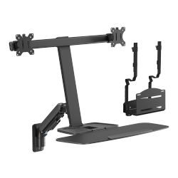 Dual-Screen Floating Gas Spring Wall-Mounted Sit-Stand Workstation with CPU Holder
