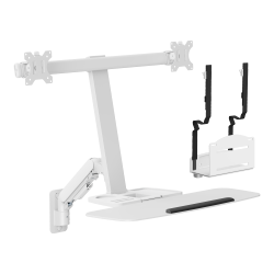 Dual-Screen Floating Gas Spring Wall-Mounted Sit-Stand Workstation with CPU Holder