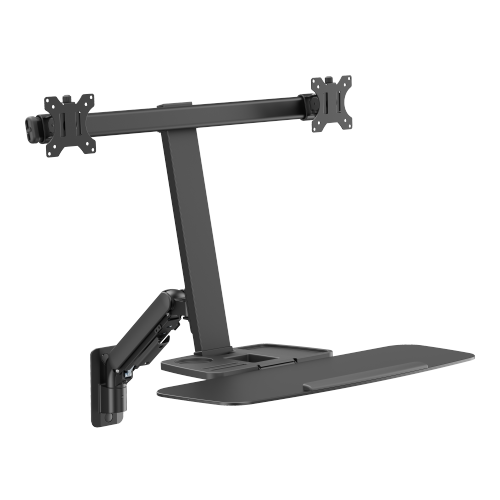 Dual-Screen Floating Gas Spring Wall-Mounted Sit-Stand Workstation DWS39-W02-P01 Adjust with Ease, Work with Comfort. from china(chinese)