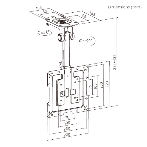 Economical Folding Ceiling Mount LCD-CM322 For most 19''- 43'' Flat Panel TVs from china(chinese)