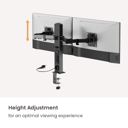 Dual-Screen Vertical Lift Monitor Mount with US Standard Power Strip LDT125N-C024 For Most 17”-32” Screens from china(chinese)