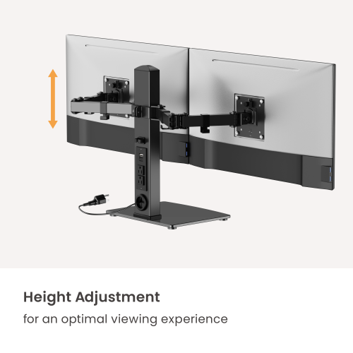 Dual-Screen Vertical Lift Monitor Mount with US Standard Power Strip LDT125N-T024 For Most 17”-32” Screens from china(chinese)