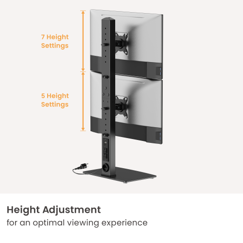 Dual-Screen Vertical Lift Monitor Mount with US Standard Power Strip LDT125N-T02V For Most 17”-34” Screens from china(chinese)