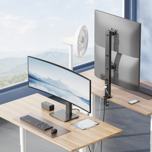 Single-Screen Vertical Lift Monitor Mount with US Standard Power Strip LDT125N-T01 For Most 17”-34” Screens from china(chinese)