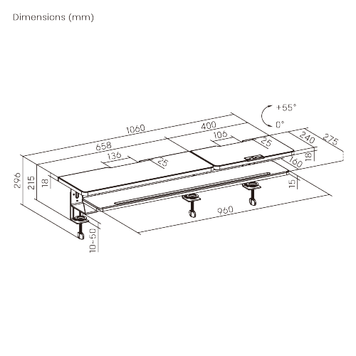 2-Layer Clamp-On Monitor & Laptop Riser with Height-Adjustable Laptop Riser STB34-03  from china(chinese)